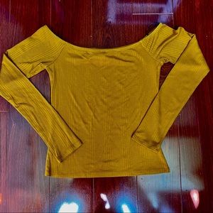 New FOREVER 21 Ribbed Long Sleeve Top in Mustard Colour, Size M